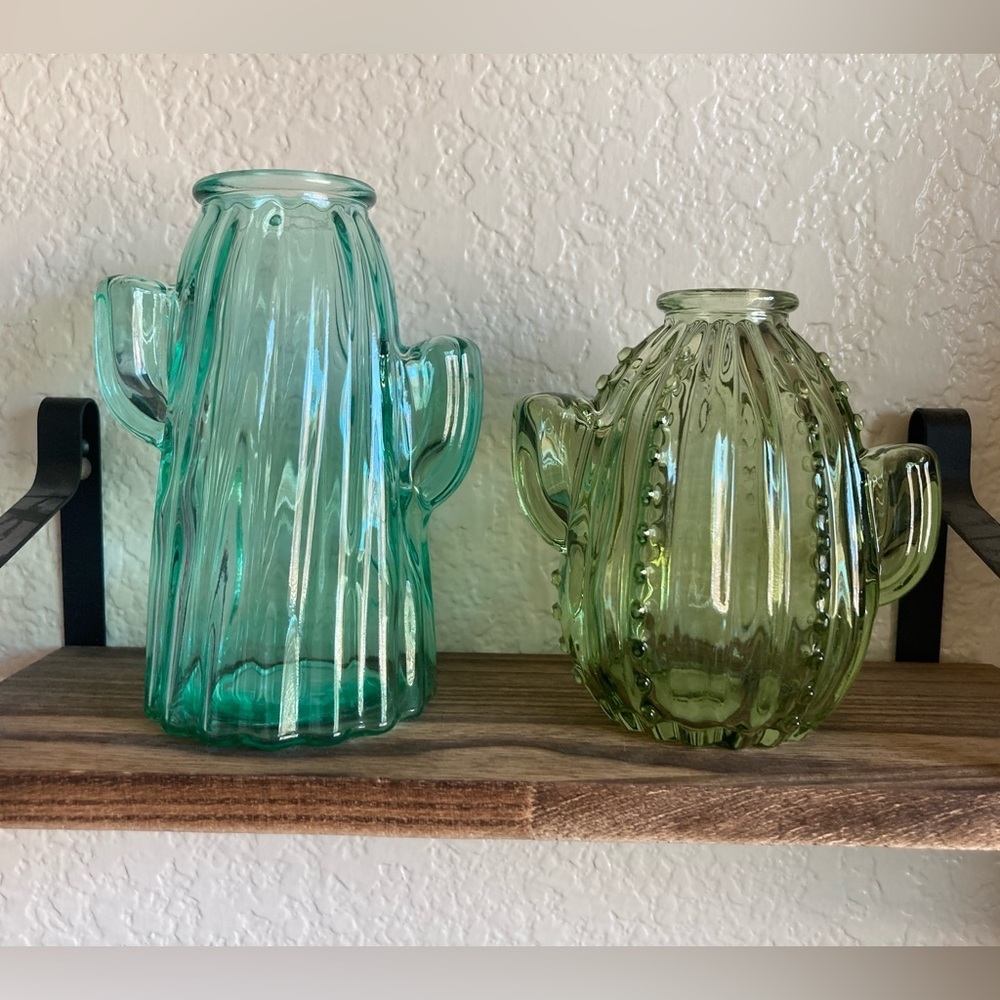 Target Bullseye 2023 Cactus 🌵 Green Glass Planter Vase Bundle Brand New - Picture 2 of 14